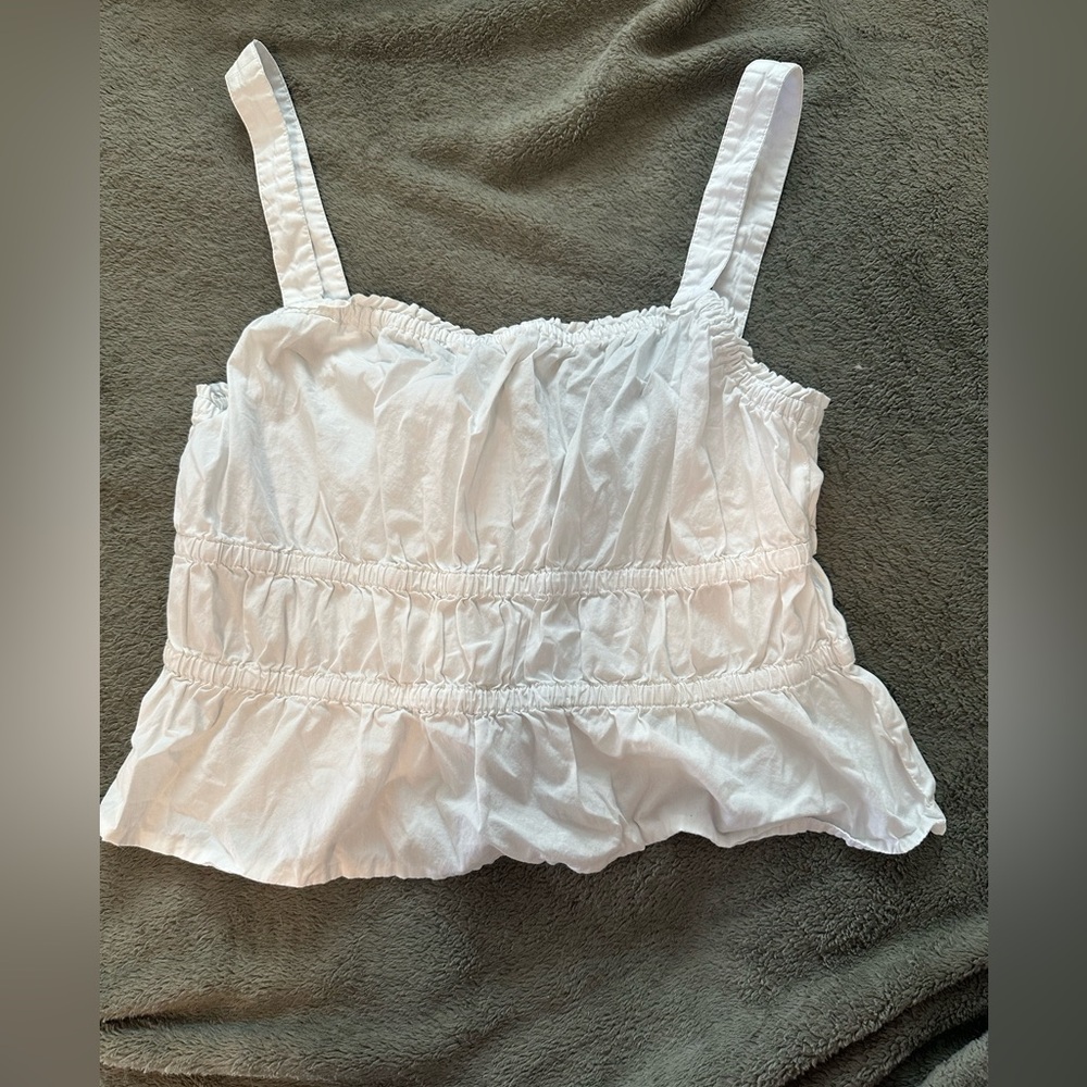 Madewell White Ruffled Camisole Top